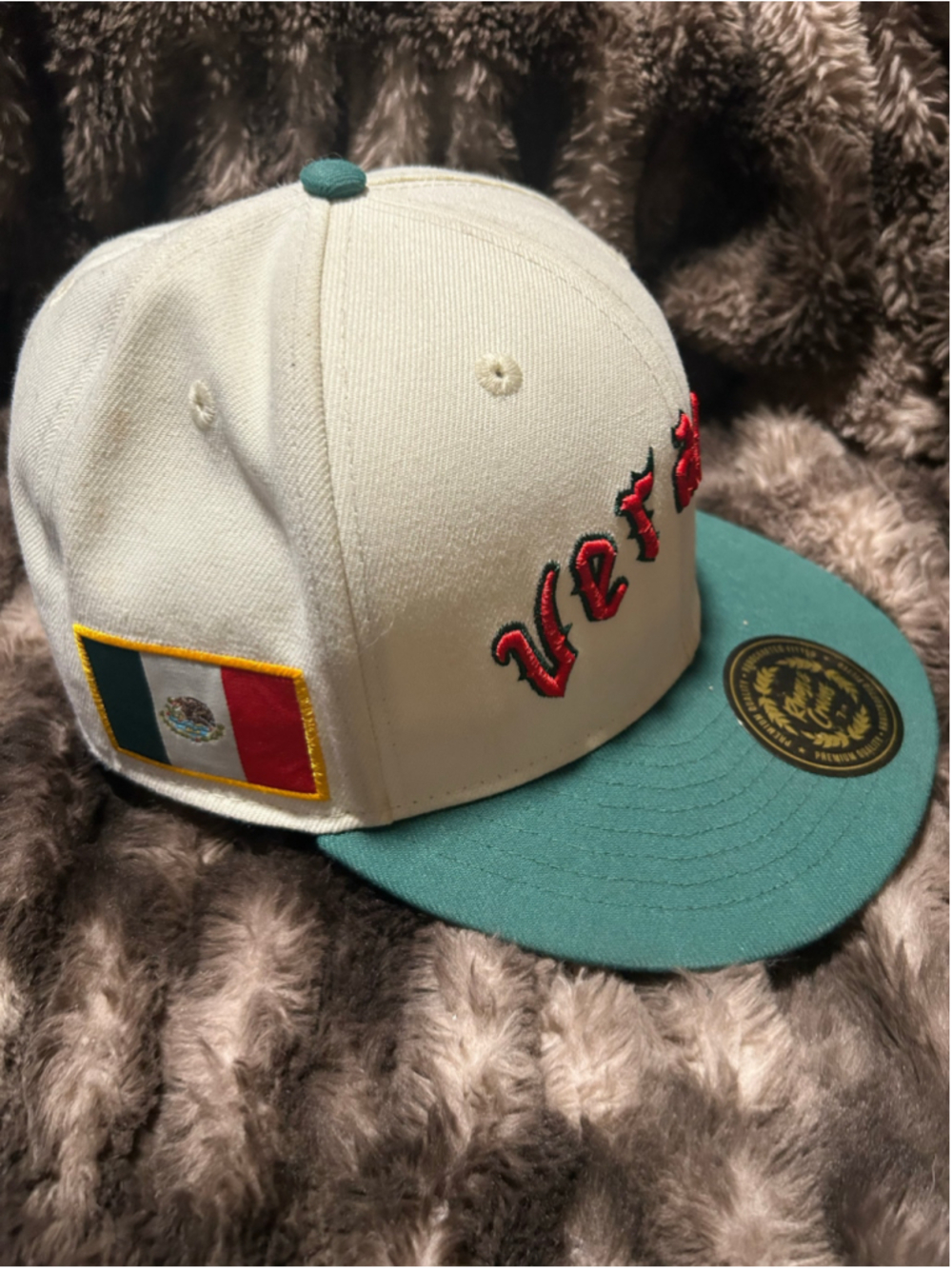 Men's Rings & Crwns Snapback Hat One Size Beige Green Mexico Flag